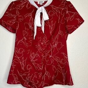 White Stag Red Floral Button Down Shirt